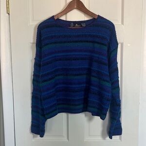 Vtg Liz Clairborne Blue Chunky Knit Pullover Sweater Size Large